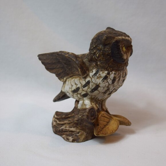 Vintage Home Interiors Woodland Great Horned Owl on Log #1114 EUC - Picture 4 of 5